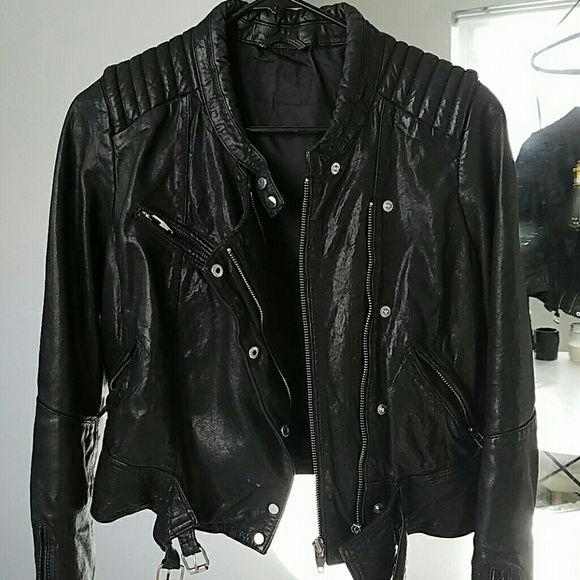 h&m real leather jacket